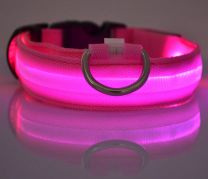 LED Luminous Dog & Cat Collar – Nylon Adjustable Night Safety Flashing Glow in the Dark | Pet Supplies Canada