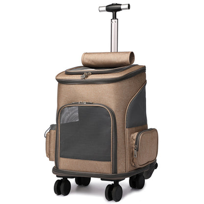 Portable Folding Trolley Pet Backpack – Travel Cat & Dog Bag with Universal Wheels | Pet Products Canada