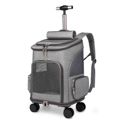 Portable Folding Trolley Pet Backpack – Travel Cat & Dog Bag with Universal Wheels | Pet Products Canada