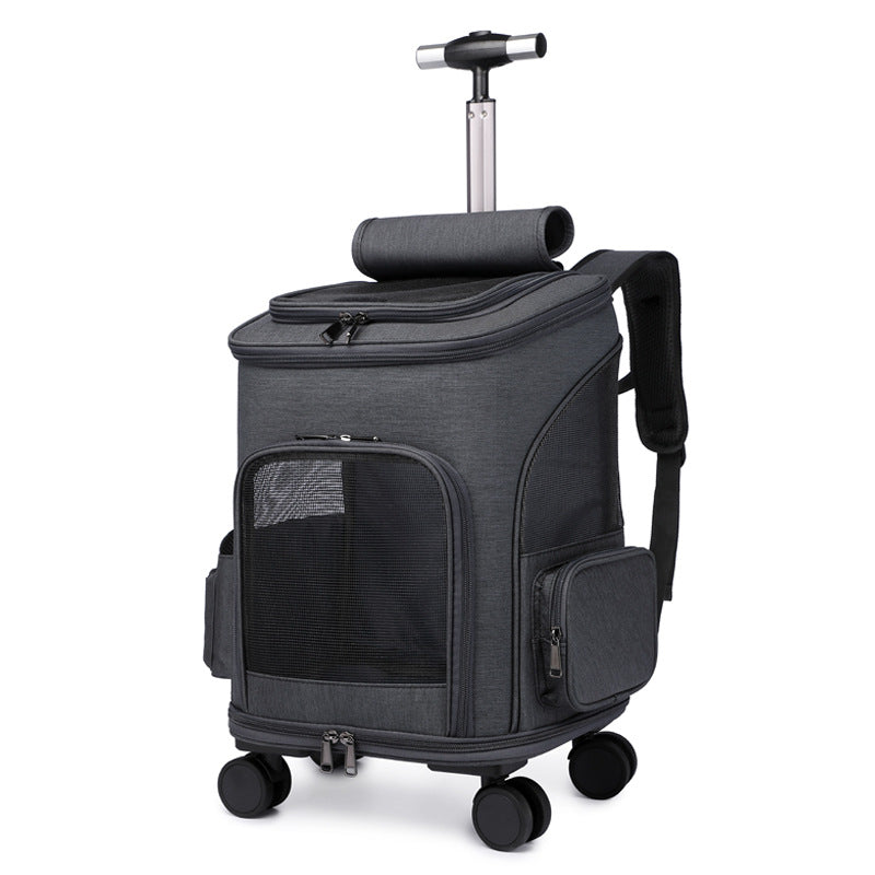 Portable Folding Trolley Pet Backpack – Travel Cat & Dog Bag with Universal Wheels | Pet Products Canada