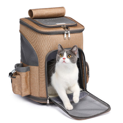 Portable Folding Trolley Pet Backpack – Travel Cat & Dog Bag with Universal Wheels | Pet Products Canada