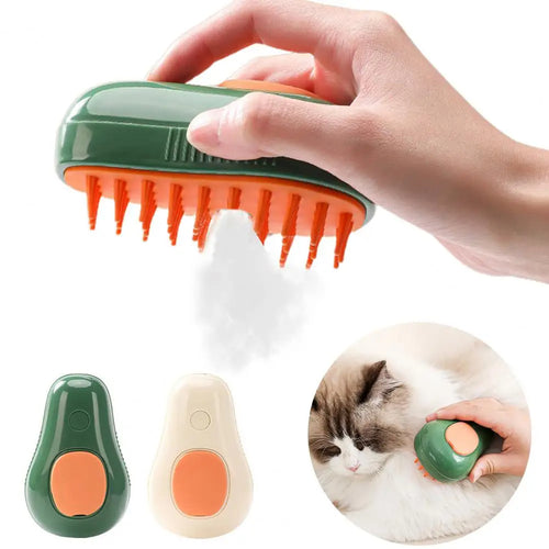 Steamy Cat & Dog Brush – Electric Self-Cleaning Grooming Comb with Massage & Spray | Avocado Shape | Canada