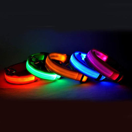 LED Luminous Dog & Cat Collar – Nylon Adjustable Night Safety Flashing Glow in the Dark | Pet Supplies Canada