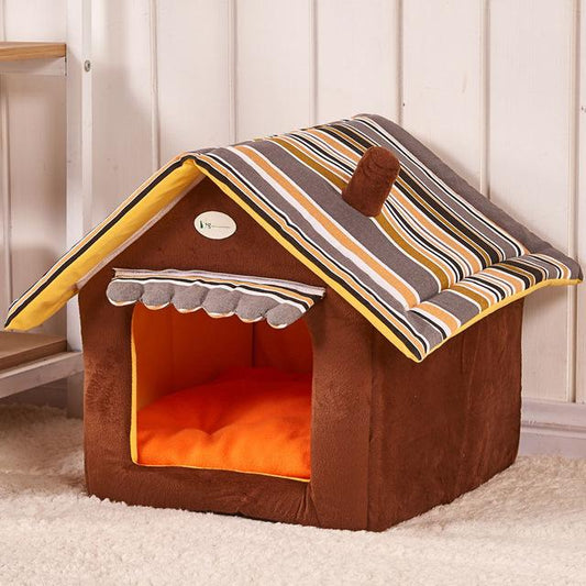 Fashion Striped Dog House Bed – Removable Cover Mat for Small & Medium Dogs and Cats | Pet Products Canada