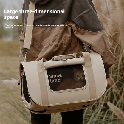 Crossbody Cat Bag with Diaper Storage – Portable & Lightweight Pet Carrier