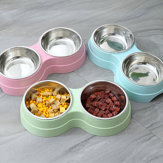 Double Pet Bowls – Stainless Steel Dog & Cat Food and Water Feeder | Small Dog & Puppy Accessories Canada