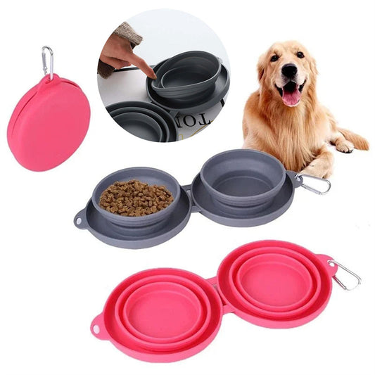 Foldable Double Pet Feeding Bowl – Rubber Dog & Cat Food and Water Bowls | Pet Supplies Canada