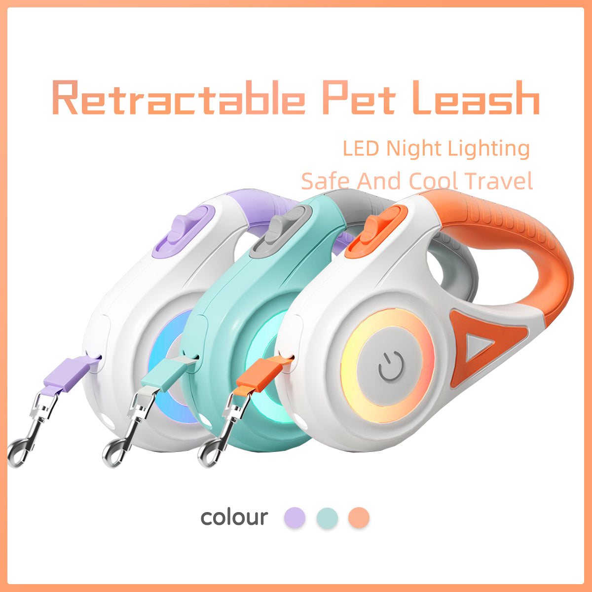 Dog Leash & Collar with Spotlight – Automatic Traction Rope for Small & Medium Dogs | Pet Product Canada