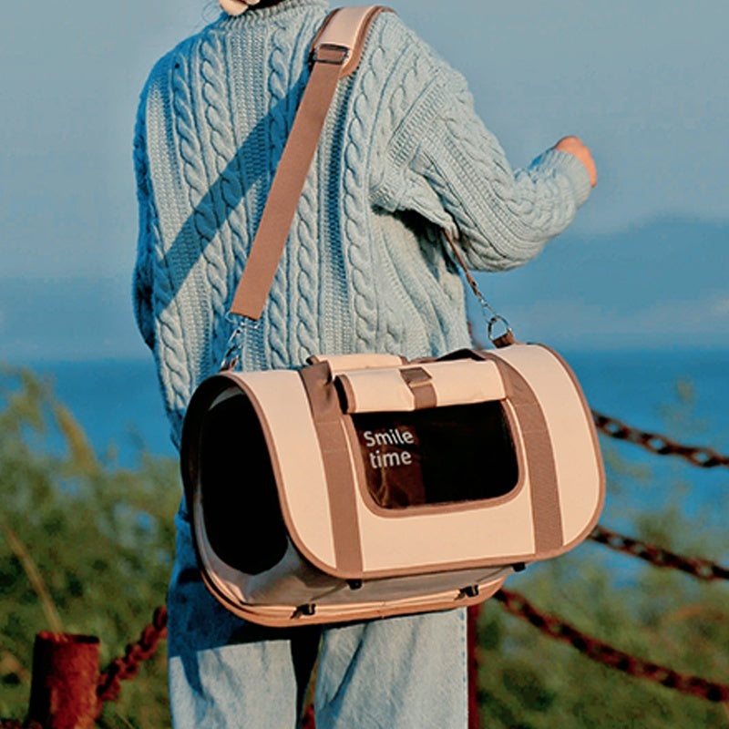 Crossbody Cat Bag with Diaper Storage – Portable & Lightweight Pet Carrier