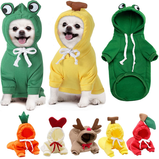 Cute Fruit Dog Hoodie – Winter Warm Fleece Pet Clothes for Small Dogs & Cats, French Bulldog & Chihuahua | Pet Clothing Canada