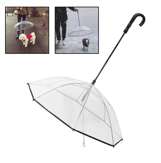 Dog Transparent Umbrella – Rain Protection with Traction Chain for Walking Pets | Pet Products Canada